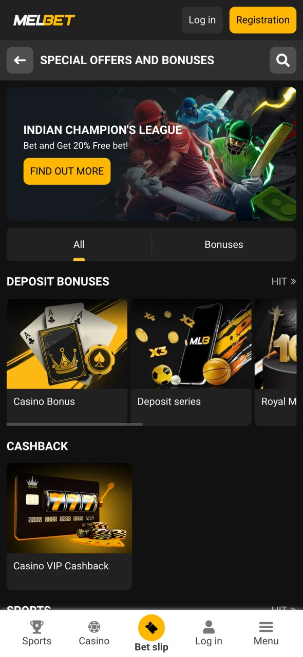 You can find generous bonuses on Melbet official app.