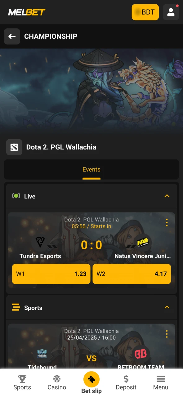 Choose your favourite eSport game at Melbet.