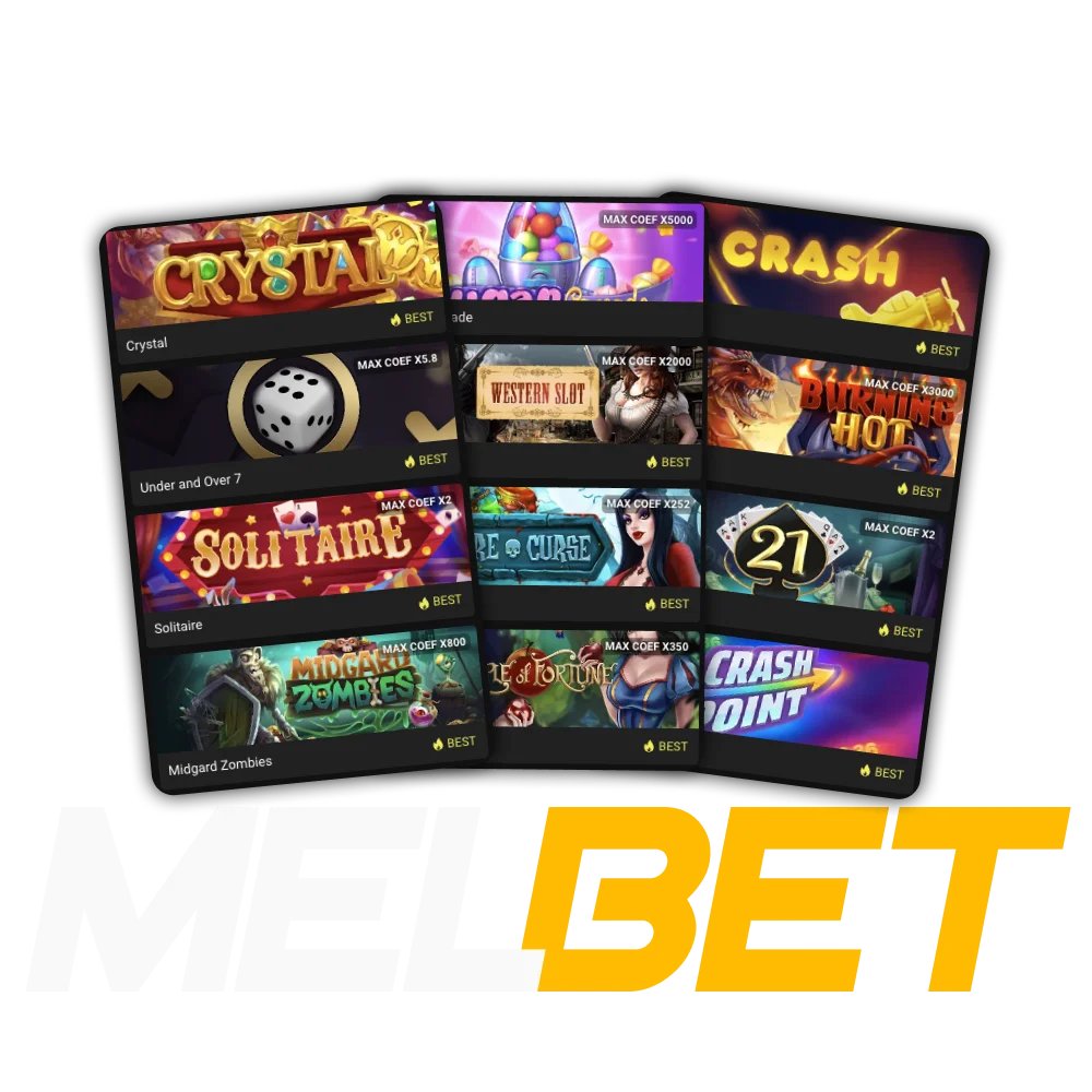 Play simple and fast games on the official Melbet casino website.