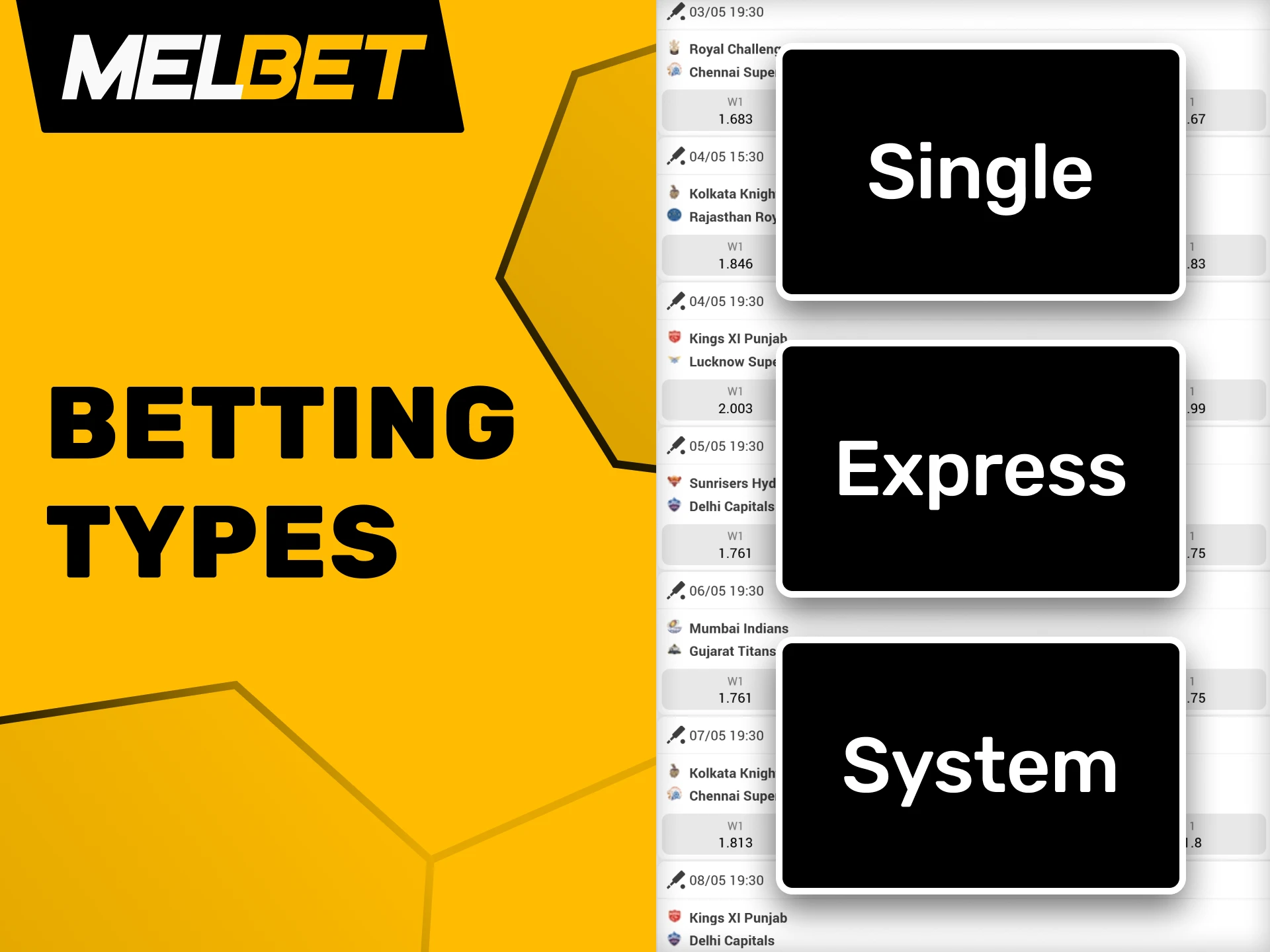 Explore the range of cricket betting options provided by Melbet.