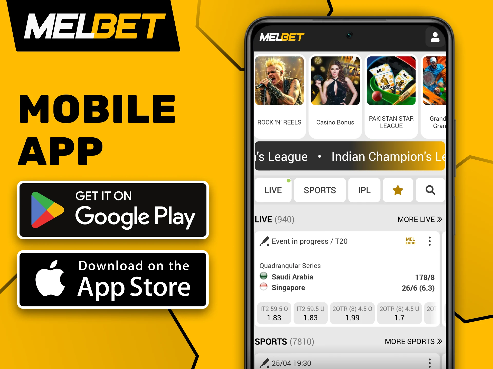 Enjoy the convenience of the Melbet app on your Android or iOS device.