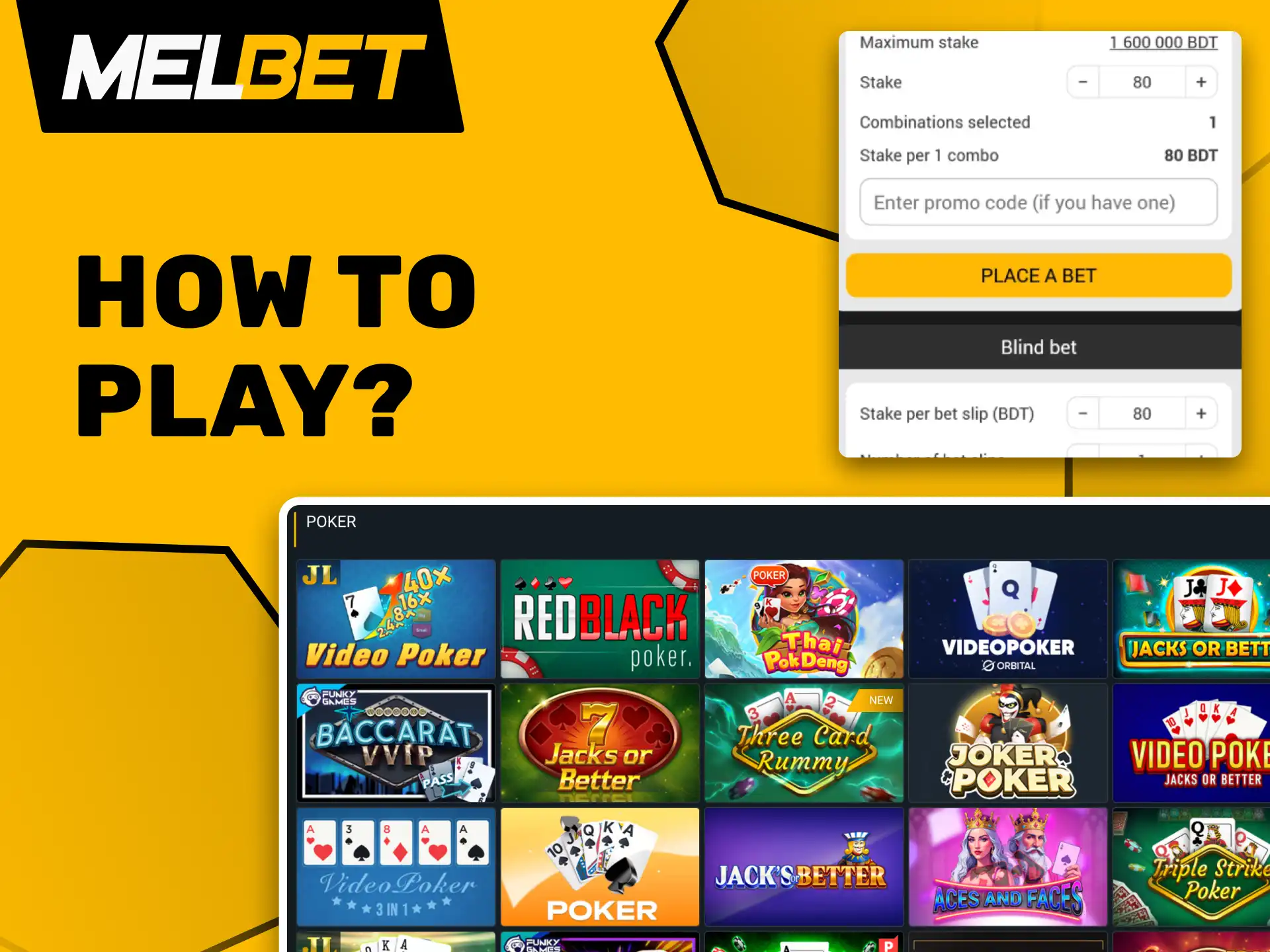 Join Melbet Poker in Bangladesh by registering, depositing funds, entering bonus codes, and playing live poker now.